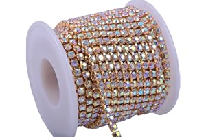 KAOYOO 10 Yards 3MM Crystal Rhinestone Close Chain Trim for Sewing Crafts,DIY Decoration