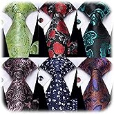 YourTies Mens Assorted 6PCS Tie Set Silk Woven Necktie Pack Pocket Square Culffinks Paisley Striped Fashion Business Wedding
