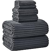 NALIVO Extra Large Bath Towel Set of 6 (40"x80"),Oversized Bath Sheet Super Soft Highly Absorbent Microfibers Quick Dry Luxury Shower Towel for Bathroom Spa Gym Hotel Yoga (Charcoal Gray, 6Piece)