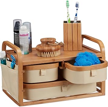 Amazon Com Relaxdays Bamboo Mini Chest Of Drawers 3 Compartments