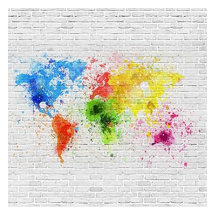 Carta Da Parati Adesiva Bianco Muro Di Mattoni Mappa Del