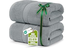 Utopia Towels Luxurious Jumbo Bath Sheet 2 Piece, 600 GSM, 35 by 70 Inches, 100% Ring Spun Cotton, Highly Absorbent and Quick Dry Extra Large Bath Towel, Super Soft Towel, Cool Grey