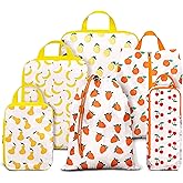 Compression Packing Cubes for Suitcases, 6 Set Cute Fruit Luggage Organizer, Lightweight Waterproof Expandable/Compression Bags Smell Proof Travel Packing Cubes for Suitcases