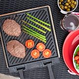 George Foreman Dual-Sided Cast Iron Griddle Plate with Beech Tray GFDSGP01 view 5