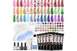 Morovan Poly Gel Nail Kit: 8 Colors Poly Nail Gel Kit with LED Nail Lamp Professional Gel Extension Nail Kit for Beginners with Everything for Manicure Lovers