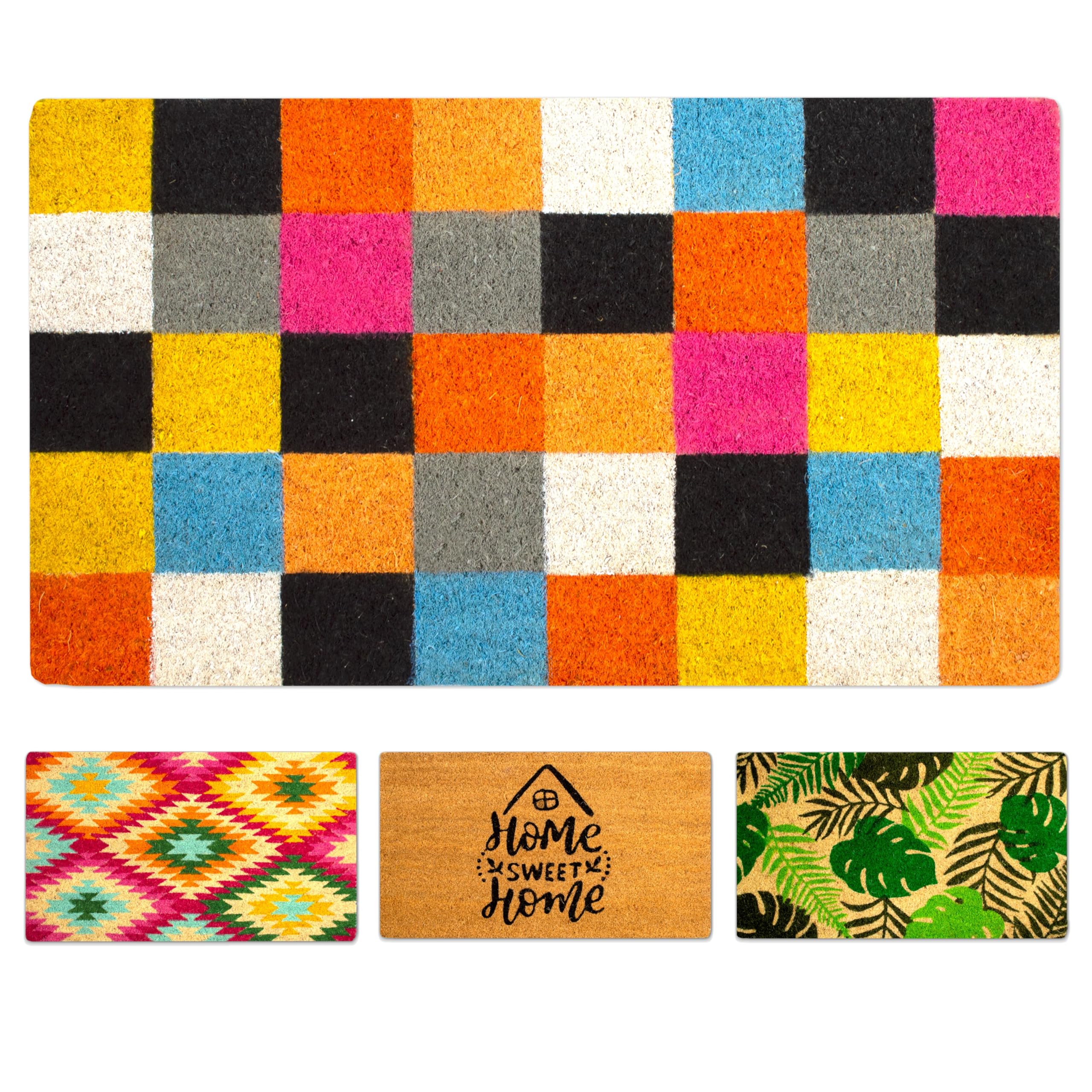 Photo 1 of LUA VIKA Coir Door Mats - Outdoor Entrance, Funny Door Mats, 16"x27.5" (Squares)
