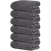 Tens Towels Pack of 6 Hand Towels, 100% Cotton, Lighter Weight, Quick to Dry, 16 x 28 Inches, Super Soft & Absorbent, Perfect for Bathroom & Kitchen, Dark Grey