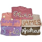 TNGIFTS Personalized Baby Sweater - Custom Name Hand Embroidered - Baby Boy/Girl - Multicolor - Crew Neck - Sweater Pullover - Long Sleeve - 0-24 Months