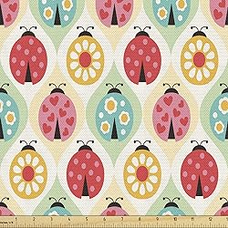 Lunarable Ladybugs Fabric by The Yard, Ladybugs