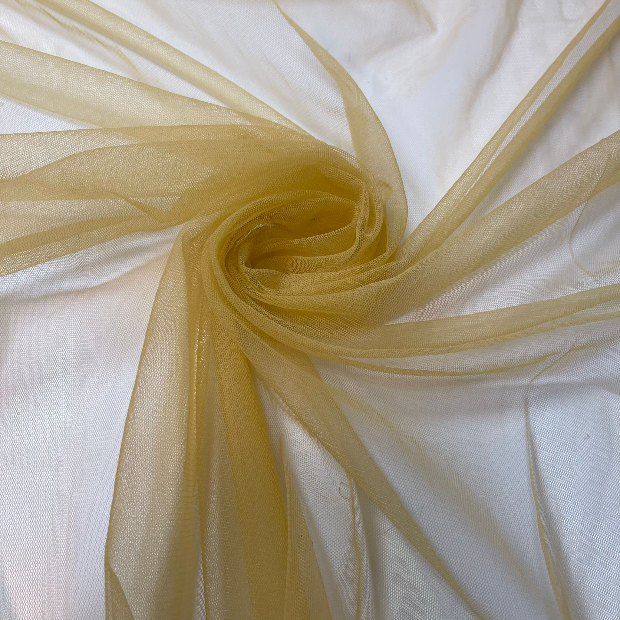 *Clearence*Wedding Arch MESH NET Fabric Sash Bows Wedding Table Runner (150cm Wide) by The Meter (Beige Gold, 5 Meter)