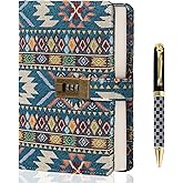 TIEFOSSI Fabric Diary with Lock, Lined Lock journal for Women Men, Aesthetic Diary with Pen, Hardcover Notebook for Journaling Writing Planning, 100 GSM Thick Paper with 224 Numbered Pages