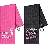 R HORSE 2Pcs Funny Golf Towel Gifts, Microfiber Embroidered Golf Towels for Bags with Clip, Sport Accessories Birthday for Men Women Golfer Fan