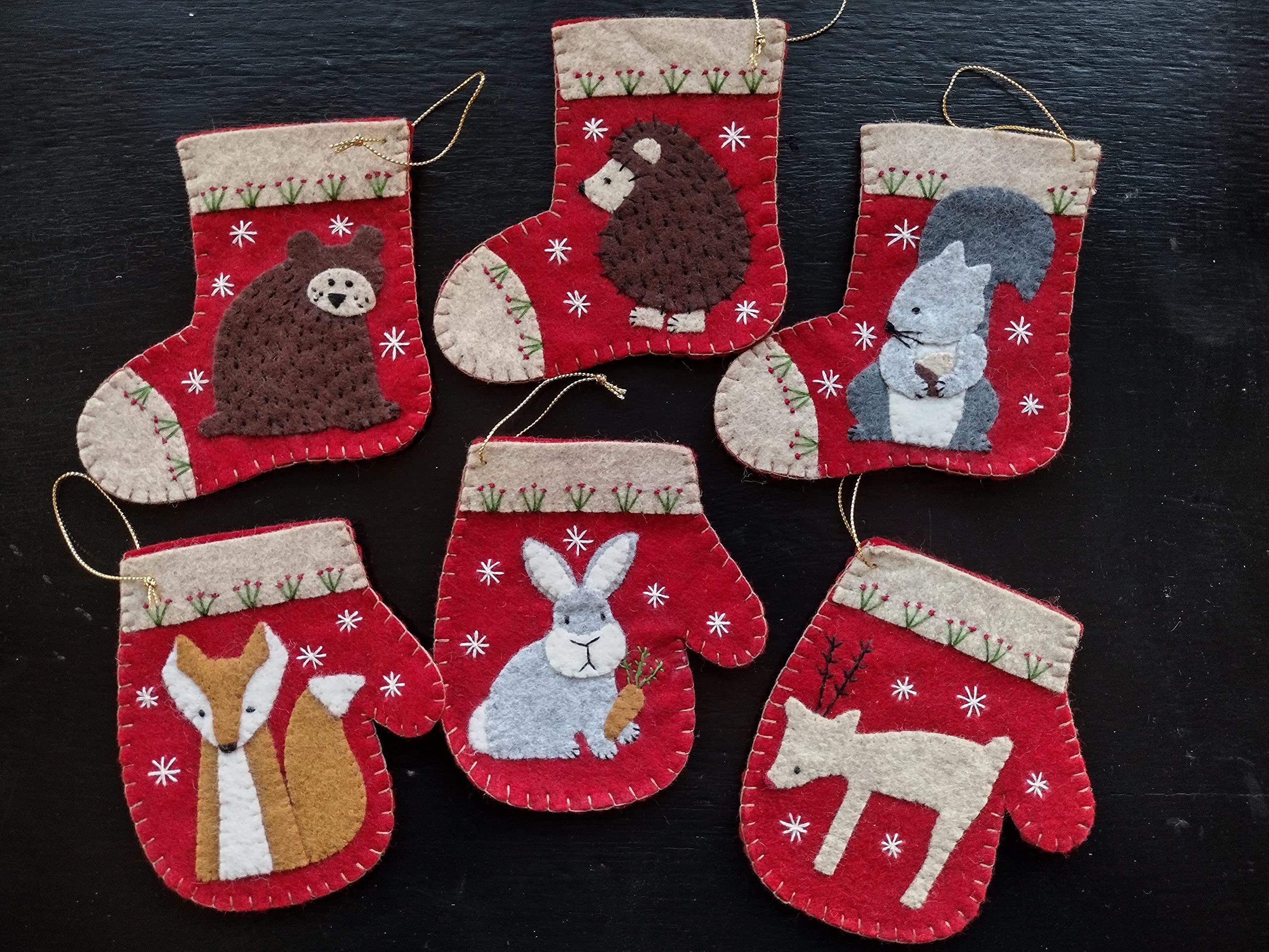 Generic, Christmas Critters Felt Ornament Kit | DIY Wool Stocking Applique from Rachel's of Greenfield, 0919