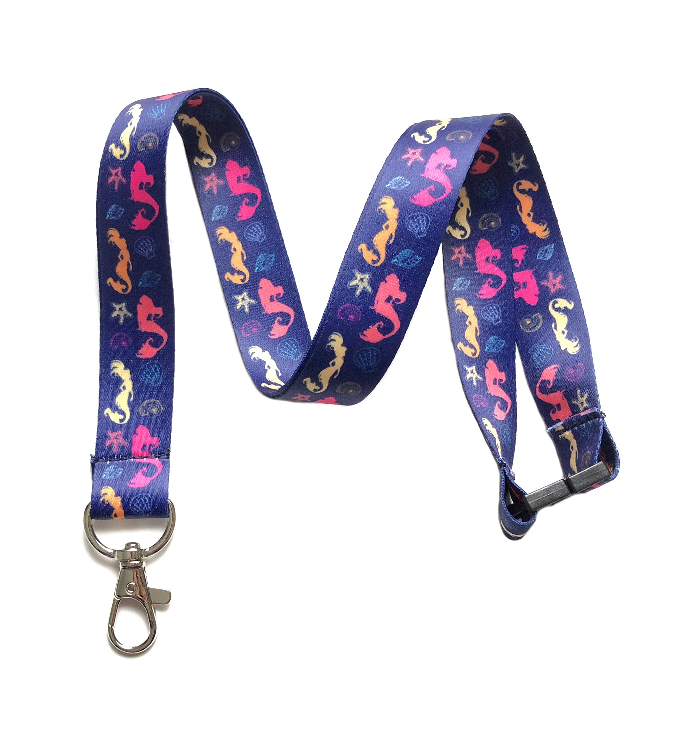 Mermaid Break Away Lanyard Key Chain Id Badge Holder, Neck Strap Lanyard with Clip