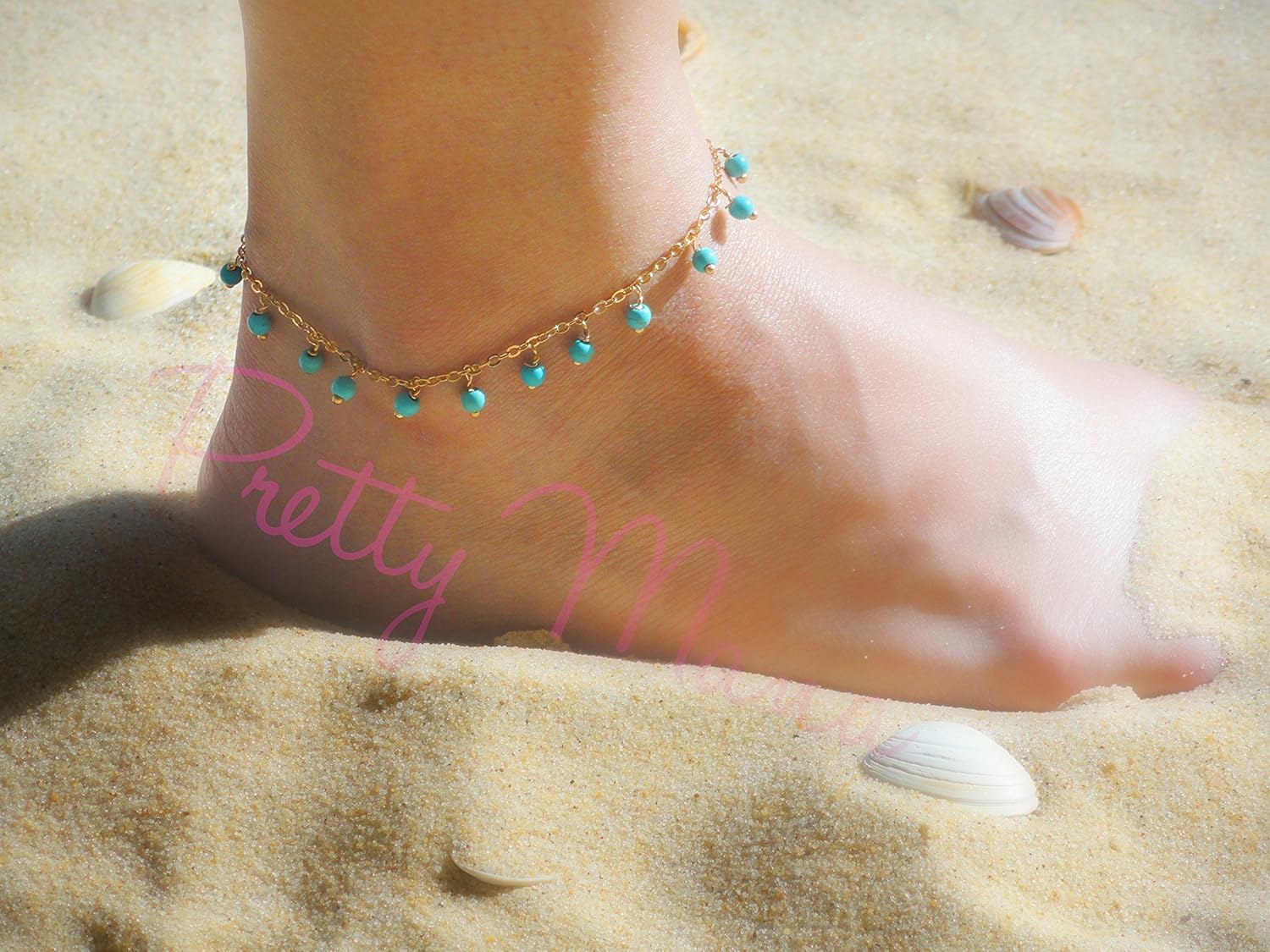 Gold Anklet, Turquoise Anklet, Gold Filled, Minimal Anklet
