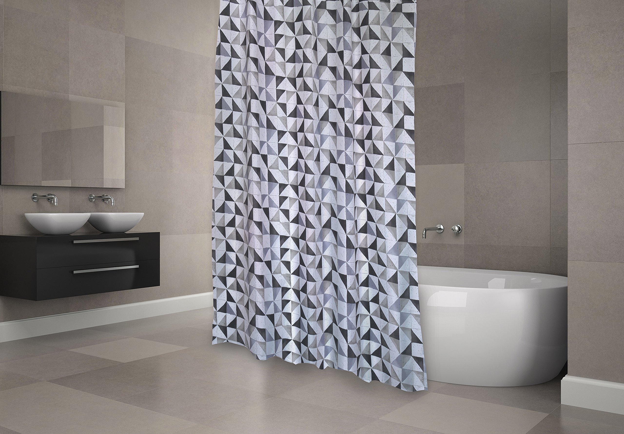 MSV "Premium Calula Polyester Shower Curtain, Grey, 180 x 200 cm