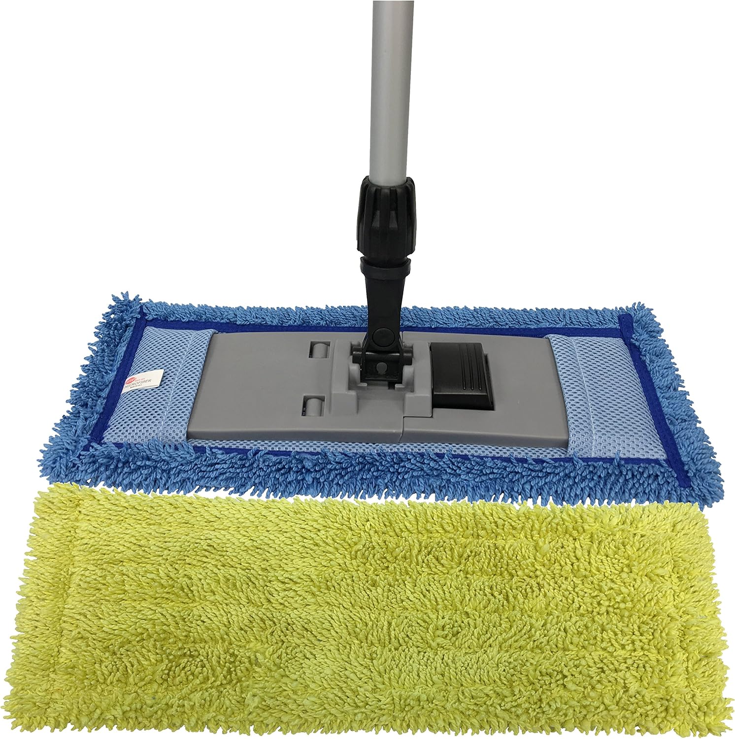Microfiber Pocket Mop Kit: 1) Blue 18" Pocket Mop, 1) Yellow 18" Pocket Mop, 1) 72" Aluminum Extension Handle & 1) 16" Pocket Mop Frame
