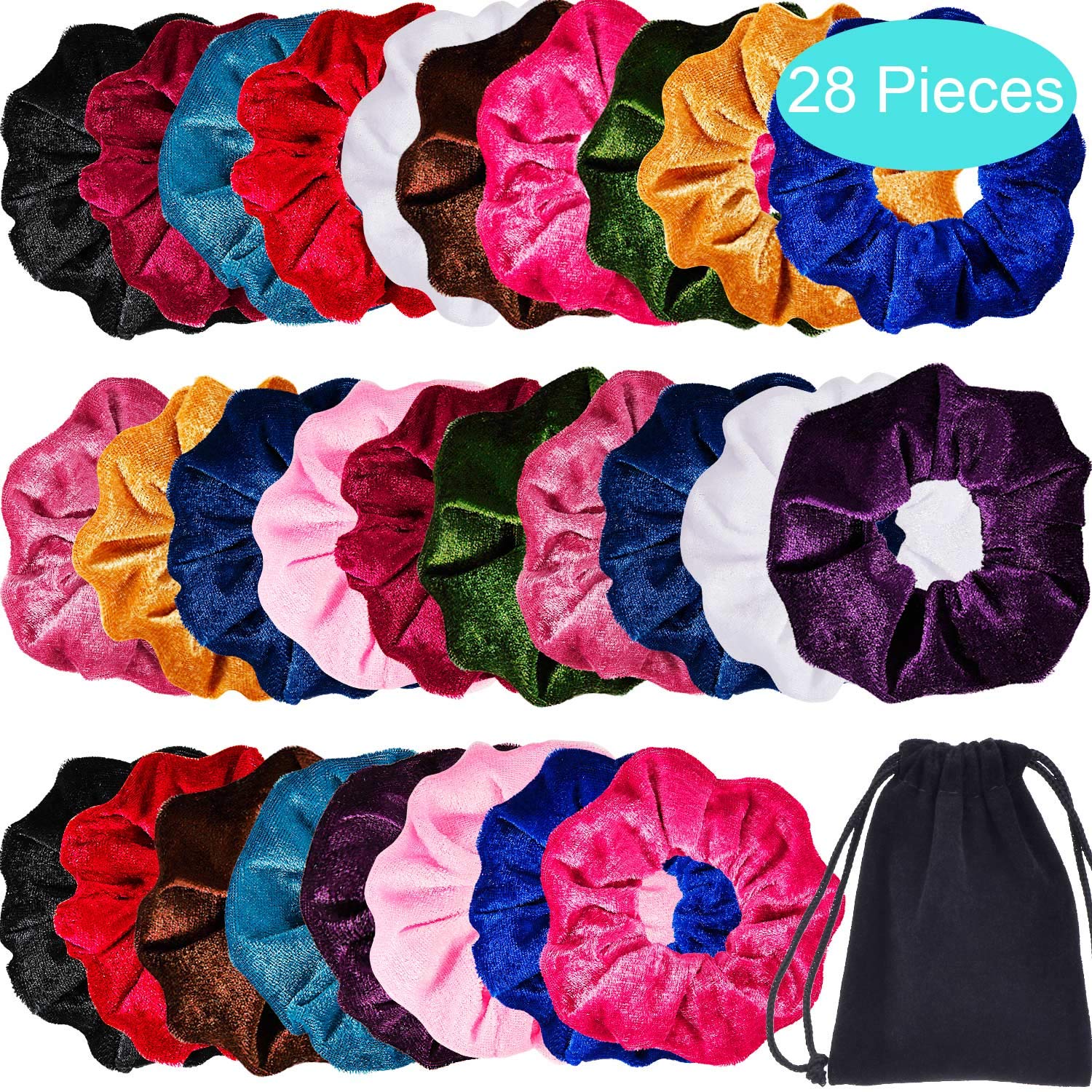 28 Pieces Hair Scrunchies Elastics Velvet Scrunchies Set Hair Bands