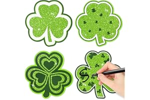 BWkoss 100Pcs Glitter Shamrock Cutouts St. Patrick's Day Bulletin Board Decorations Lucky Clover Paper Die Cuts for Kids Craft Projects Irish Holiday Party Classroom Home Office Wall Decor Supplies