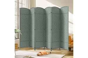 JOSTYLE Room Divider 6 Panel Divider Wall, 6ft Tall Divider for Room Separation, Folding Privacy Screen Panel, Portable Wooden Room Divider Panel, Freestanding Partition Screen, Grey