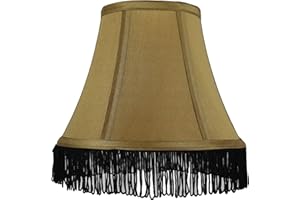 Urbanest Silk Bell Lamp Shade, 5-inch by 9-inch by 7-inch, Gold with Black Fringe, Spider-Fitter