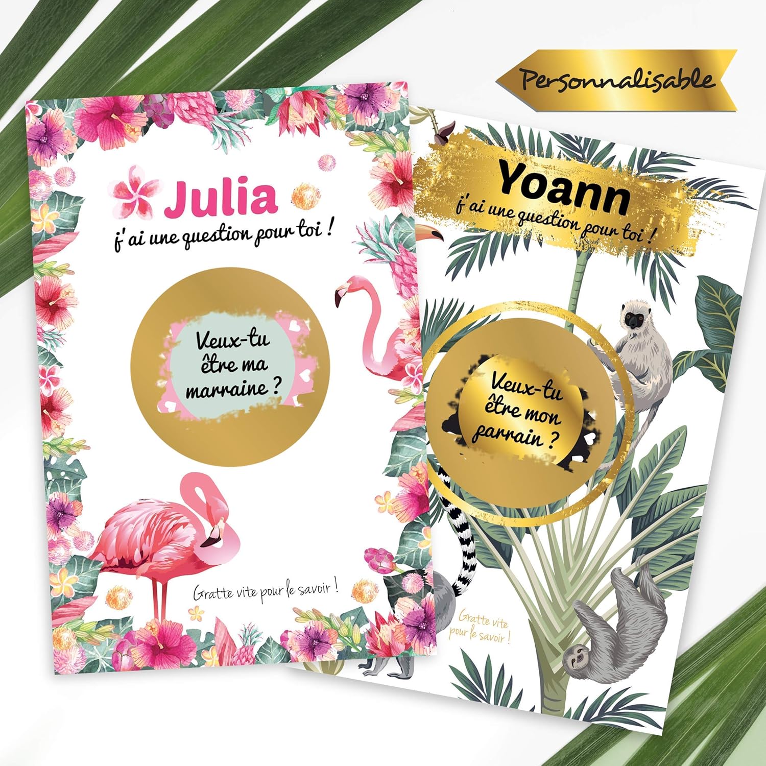 Code Parrain Ma Vie En Couleurs Lot 2 Cartes à gratter Marraine + Parrain - Annonce Marraine - Annonce