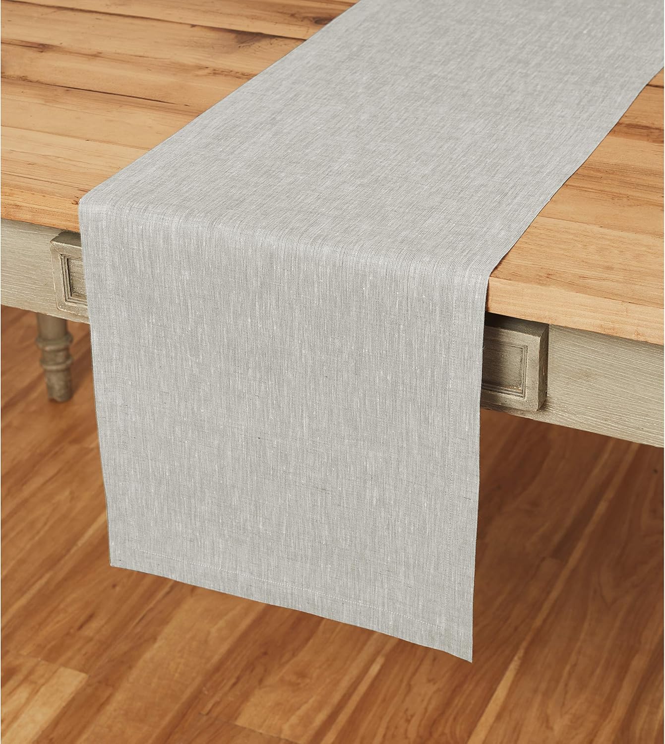 Solino Home 100% Pure Linen Table Runner – 14 x 36 Inch Athena, Handcrafted from European Flax, Natural Fabric Runner – Light Grey: Home & Kitchen