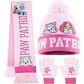 Paw Patrol 3 Pc Beanie, Scarf, and Gloves Set for Girls Ages 3-7, Winter Hat and Gloves with Warm Scarf, Cute Gifts for Girls