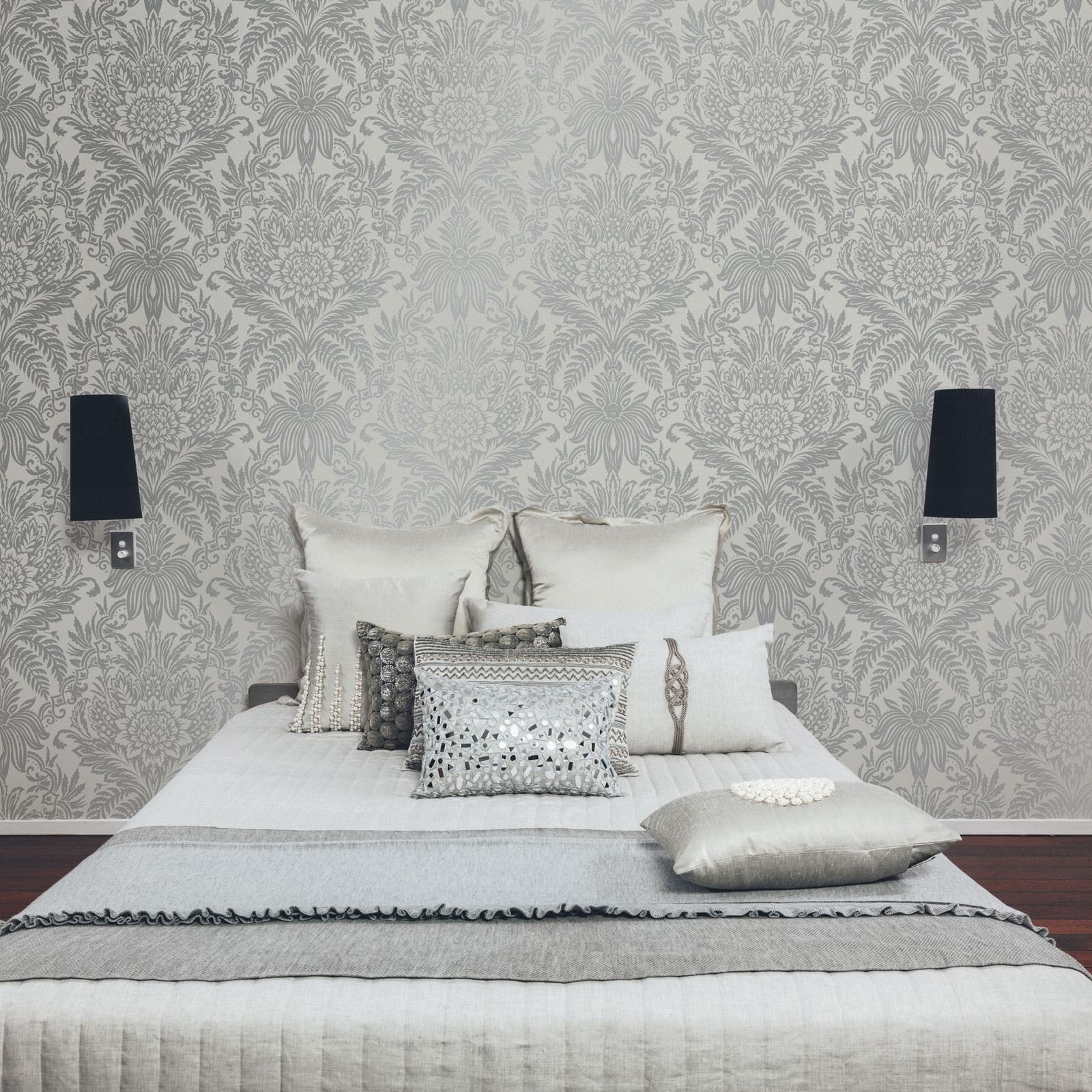 Crown Wallcoverings Signature Foil - Damask - M1388 - Wallpaper