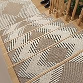 PADOOR 15 Pack Stair Treads Non Slip, 3D Peel and Stick Carpet Stair Treads for Wooden Steps Indoor, Washable Reusable Stair Runner Rugs for Dogs & Kids, Self Adhesive 8