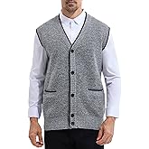 LemonGirl Men's Sleeveless Vests Cardigan Sweater V-Neck Vest Button Fit for Casual Wear