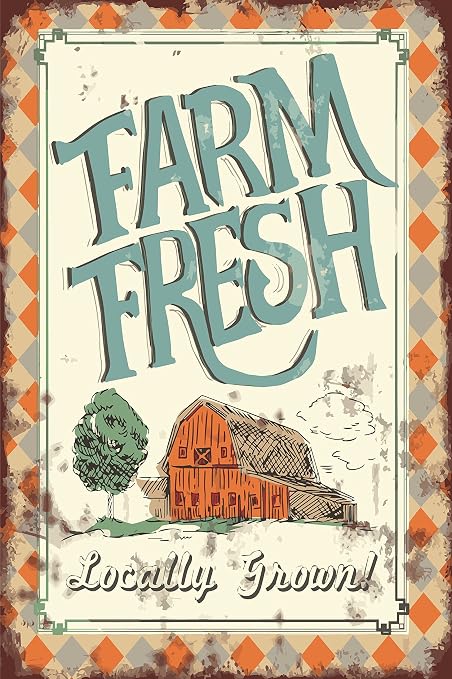 Fluffy Layers Farm Fresh Locally Grown Metal Tin Sign Vintage Style For Home Farm Chicken Coop