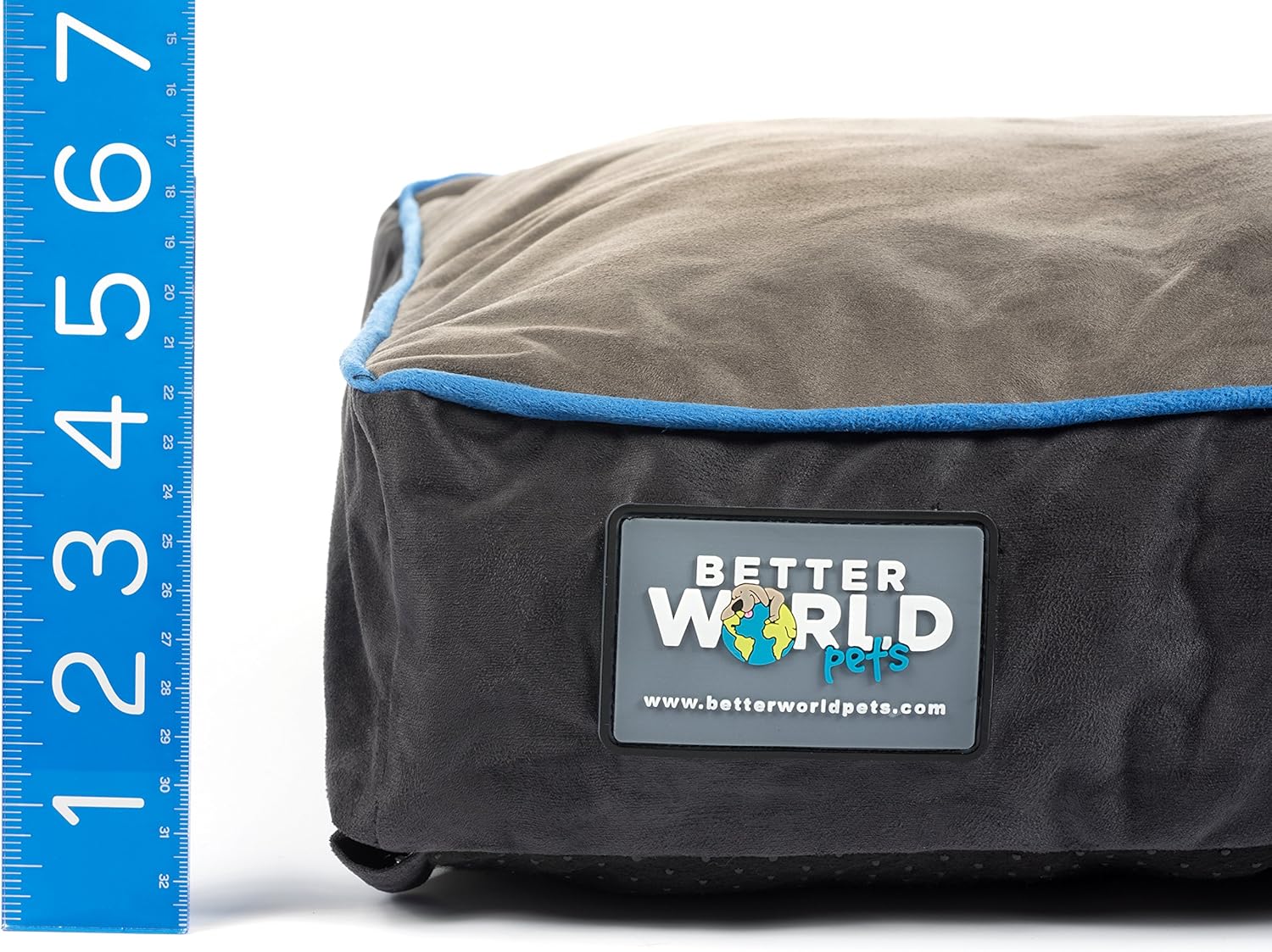 Orthopedic Dog Bed | Pure Premium Shredded Memory Foam Ideal for Aging Dogs | Waterproof Removable Washable Cover (XL (46"x36"x5")(80-120 lbs), Grey with Ocean Blue Trim) : Pet Supplies