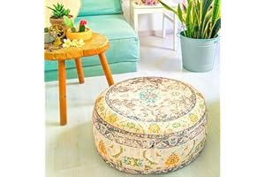 Mandala Life ART Bohemian Yoga Decor Floor Cushion Cover - 24x8 inches - Round Meditation Carpet Pillow Case - Printed Cotton Rug Pouf