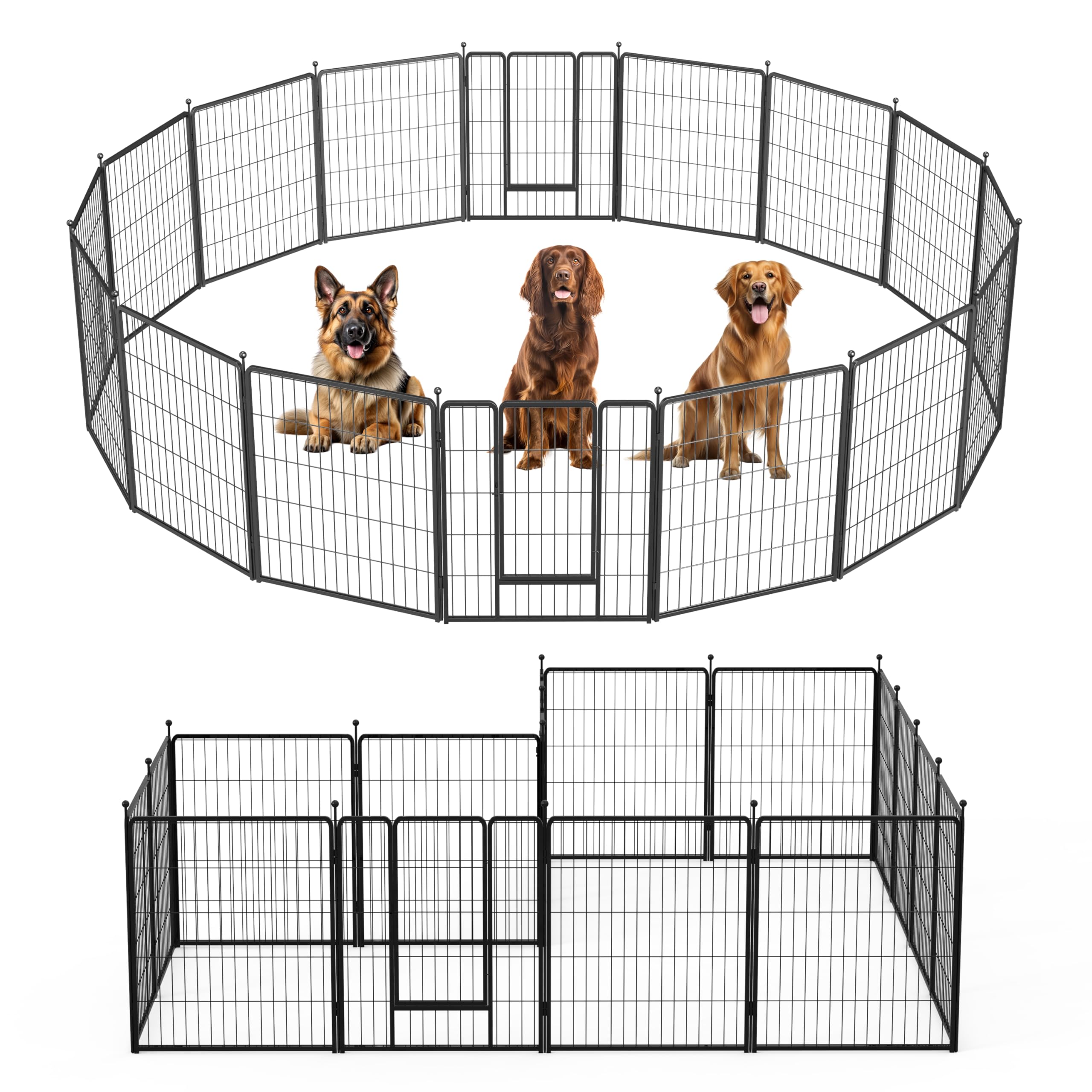 Photo 1 of ****DAMAGED***Dog Playpen 32 Inch 16 Panels, Ideal Dog Fence for Small/Medium Dogs Indoor & Outdoor Bliss, Perfect Dog Pen for Camping, Yard, RV, Garden Fence, Black