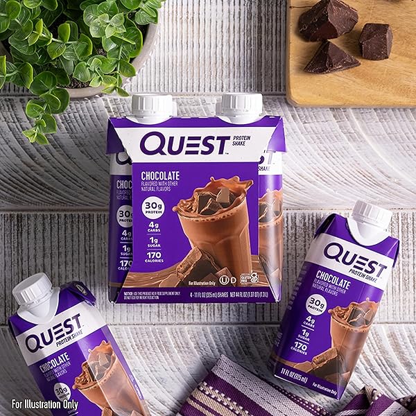 QUEST NUTRITION READY TO DRINK CHOCOLATE PROTEIN SHAKE, 30G PROTEIN, 4G NET CARBS, GLUTEN FREE, KETO FRIENDLY, 11 FL OZ – PACK OF 12