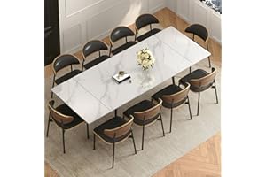 gaoyangjiaju 62.9"-94.4" Modern Extendable Dining Table for 6 to 10 Seats, Rectangular Sintered Stone Table with High Hardnes