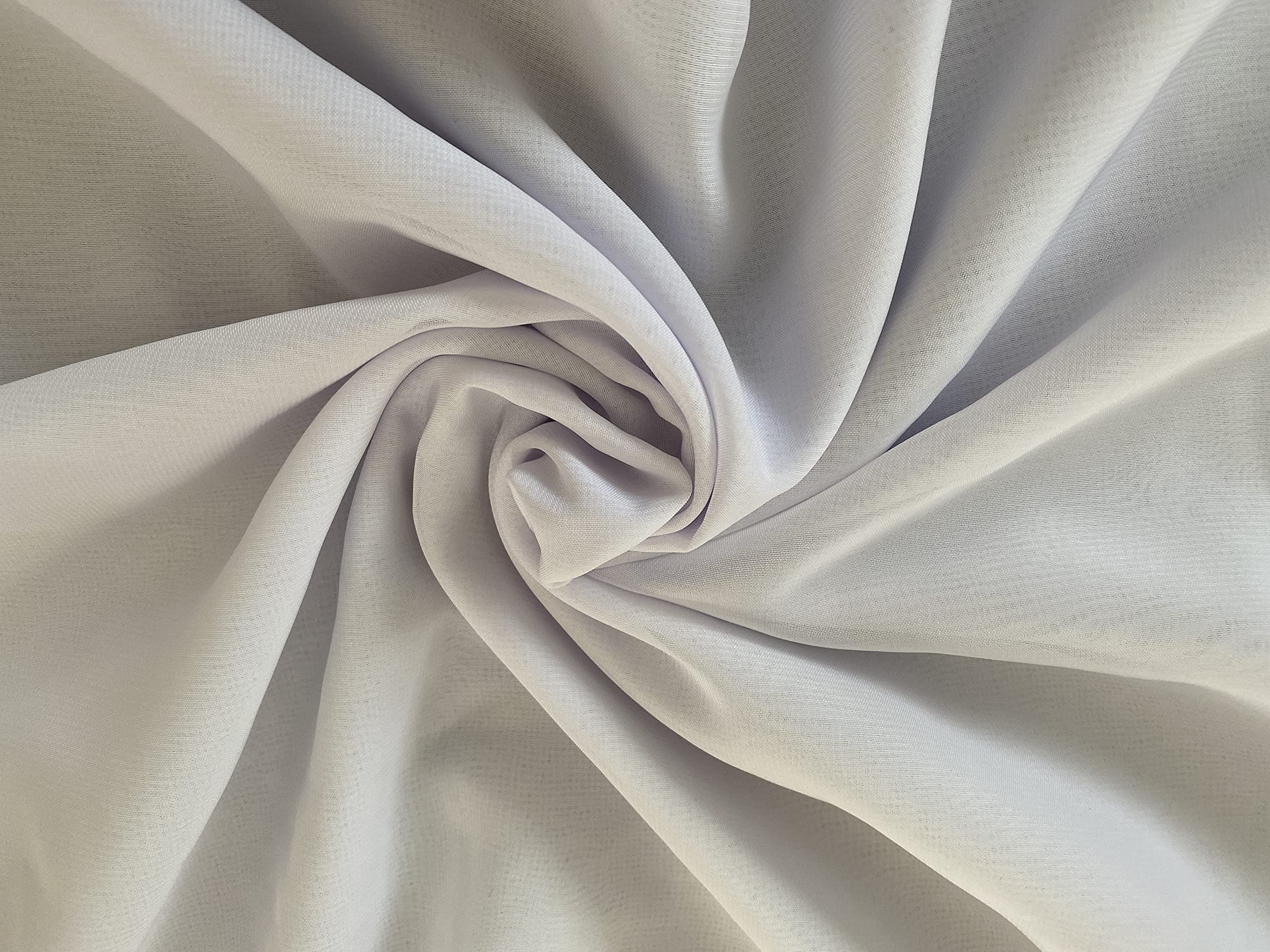 Fancy Textiles 100% Polyester Chiffon Fabric 60'' Wide (2 Meter, White) — image 1