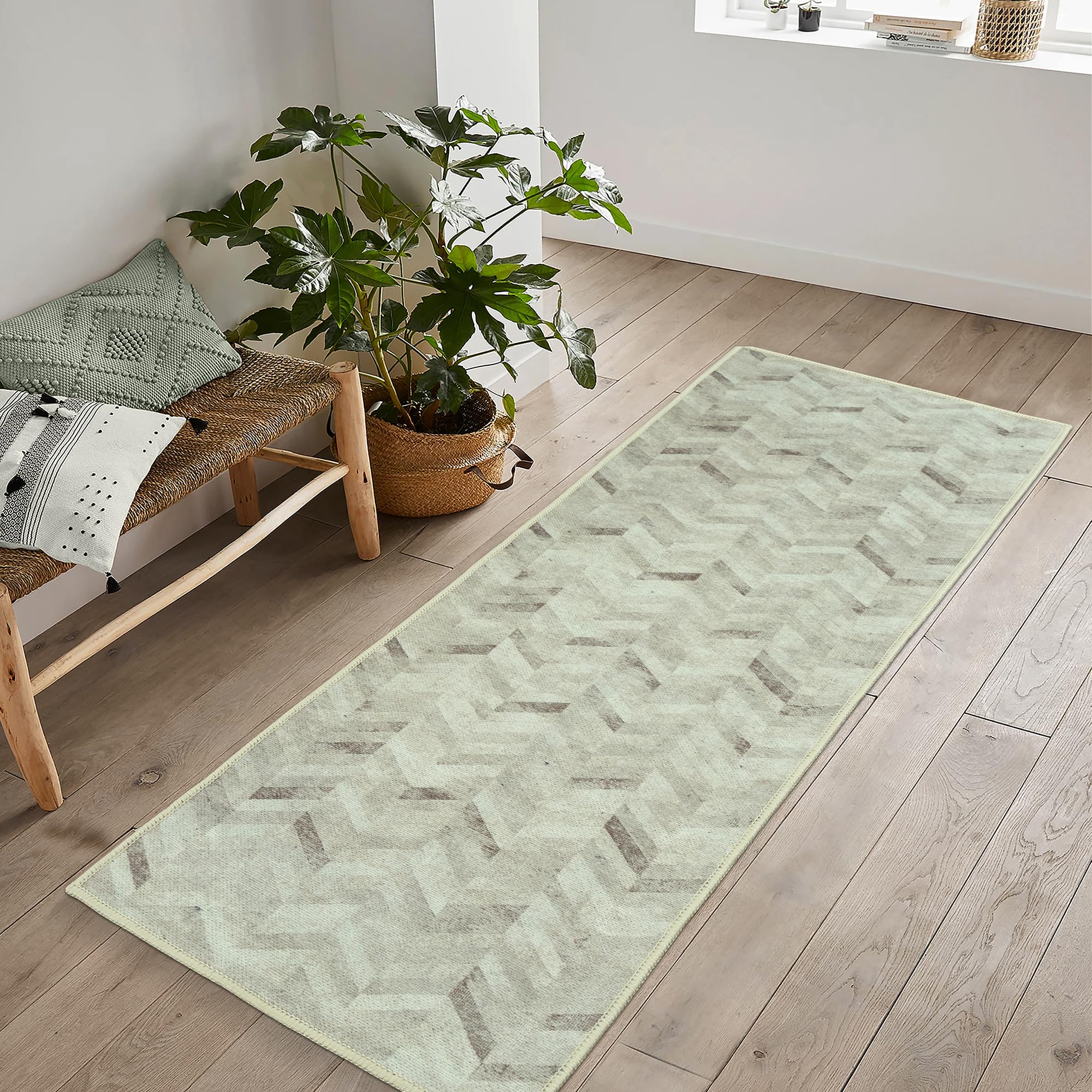 artyrugs Machine Washable Rug, 80x150cm, 75% Recycled Cotton, Short Pile, Non-Slip Backing, Non-Shedding, Suitable for Living Room, Bedroom, Kitchen, Hallway, Office, Nostalgia Cream