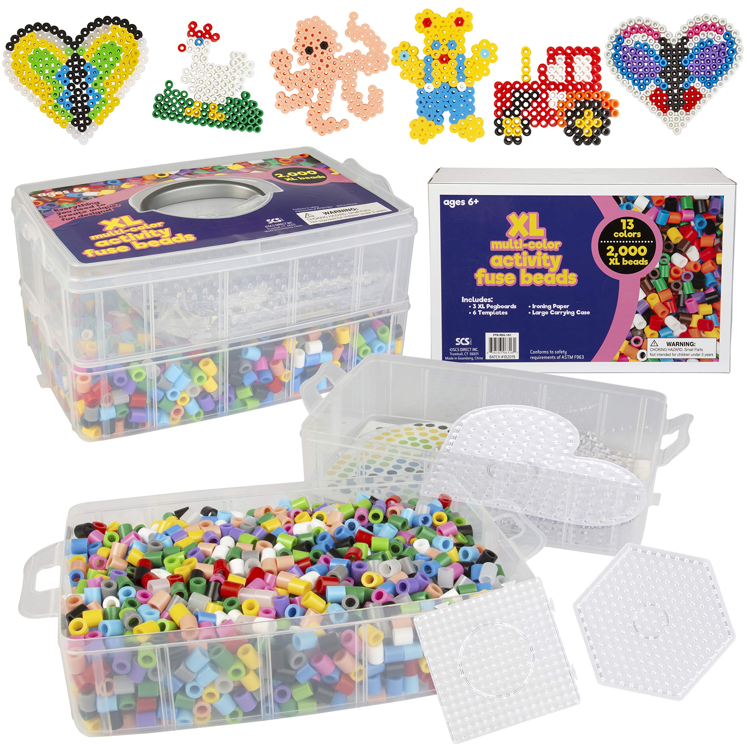 Buy 2,000 Piece XL Giant Biggie Fuse Bead Kit 3 XL Pegboards, 13 Multi
