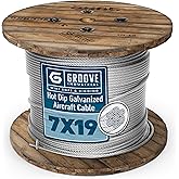 Groove Industrial 3/8’’ 7x19 Hot Dip Galvanized Aircraft Cable – Steel Wire Rope - 100 Feet