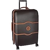 DELSEY PARIS Chatelet Hard+ Hardside Luggage with Spinner Wheels, Chocolate Brown, Checked-Medium 24 Inch