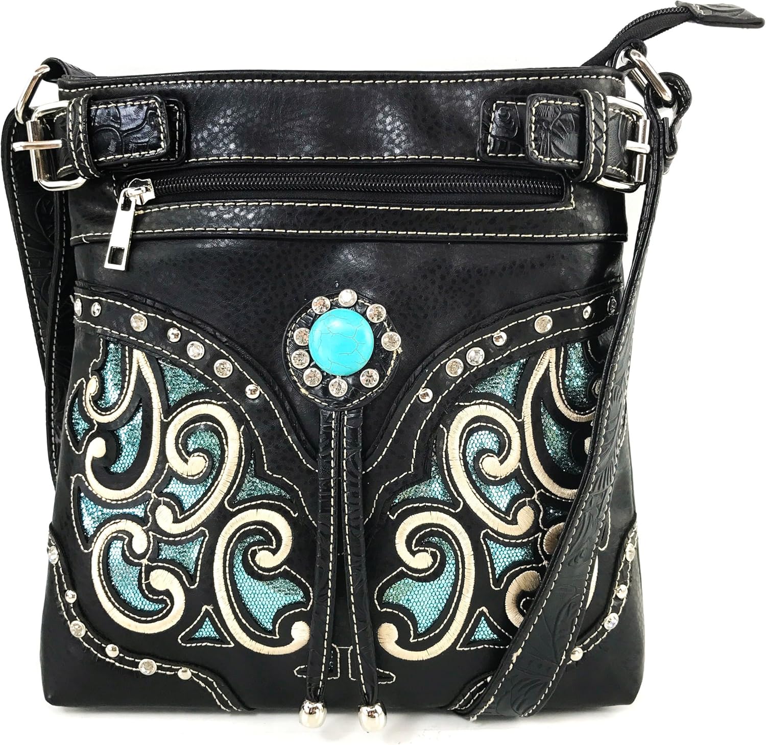 leather purse with turquoise stone