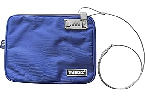 Vaultz Locking Pool Pouch - Water-Resistant Combination Locking Pouch w/Tether for Cash, Pool, Beach, Bank, or Travel - 7.5 x 9 Inches, Medium, Blue