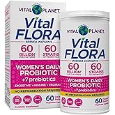 Vital Planet - Vital Flora Probiotics for Women 60 Billion CFU, Diverse Strains, Daily Shelf Stable Probiotic with Organic Prebiotics, for Vaginal Support, Immune and Digestive Health 60 Capsules