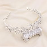 Oriamour Silver Wedding Headbands Bridal Headpieces For Women With Clear Beads Elegant Wedding Hair Accessories