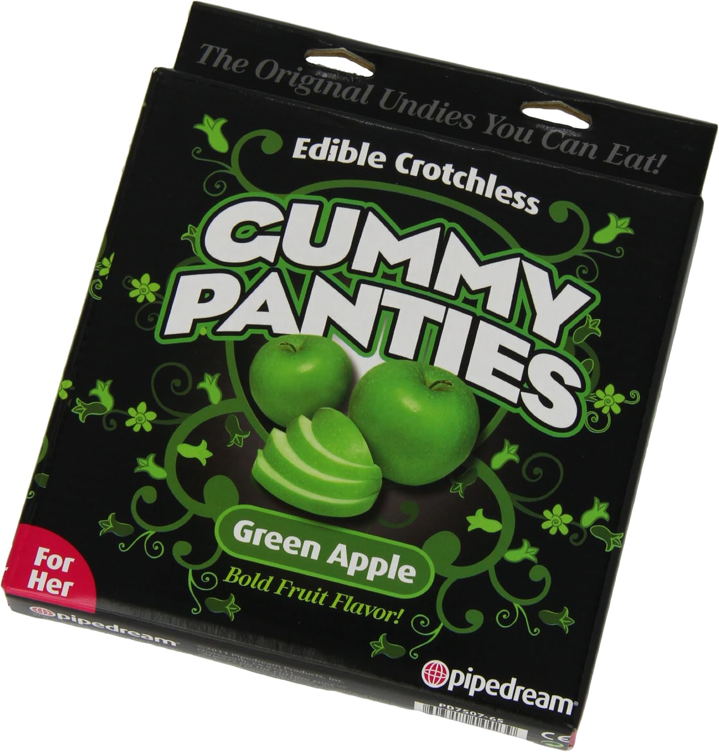 Pipedream Funny Novelties Gummy Panties Apple for Her,Green/Black