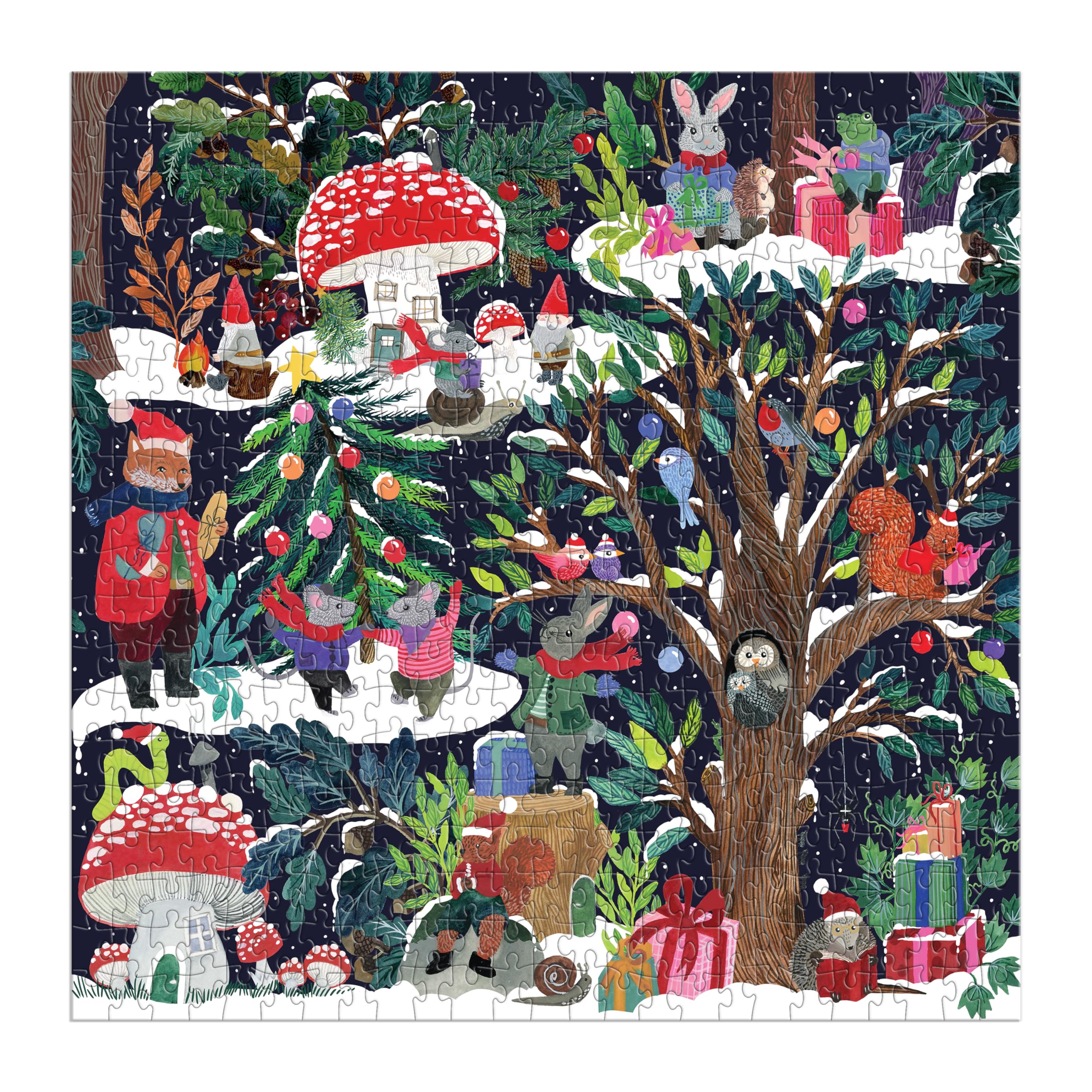 Galison Yuletide Forest – 500 Piece Jigsaw Puzzle Featuring Beautiful Artwork of A Wintery Holiday Wonderland in The Forest