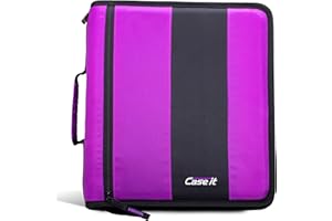 Case-it Classic Zipper Binder | 2-Inch O-Rings, 350 Sheet Capacity, Multiple Storage Pockets & Shoulder Strap | School & Offi
