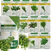 10 Herb Seeds Variety Pack, Non-GMO Heirloom Seeds for Indoor &amp; Outdoor | Dill, Genovese &amp; Thai Basil, Cilantro, Oregano, Parsley, Chives, Sage, Thyme &amp; Rosemary Seeds with high germination rates